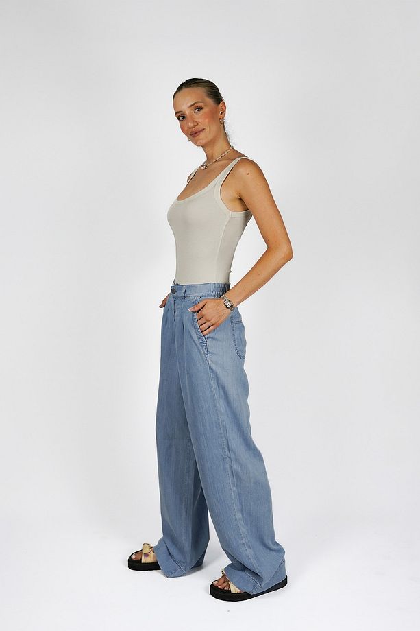 Bambu Yumoş kumaş mavi kot pantolon - 1