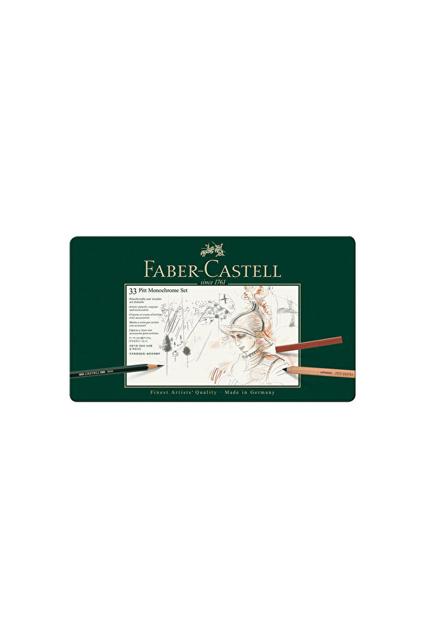 Faber-Castell 33-Piece Monochrome Set, Set Containing Pastels, Charcoal, and Graphite, Highly Pigmented, Long Lasting