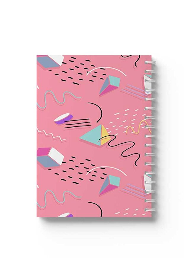 Spiral Notebook with Front and Back Hard Covers Featuring Colourful Shapes Design