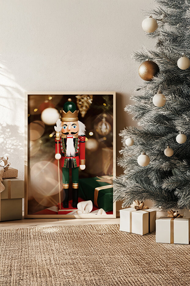 One Piece Real Raw Wooden Framed New Year Themed Painting - Model 59