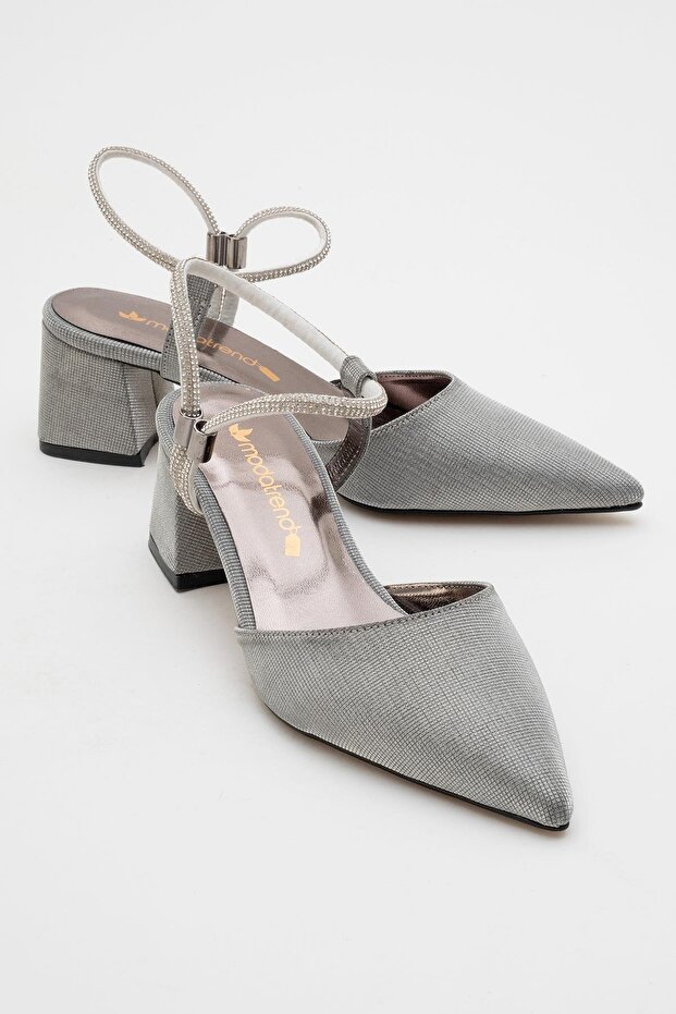 Women's Stone Heeled Shoes Platinum Sim