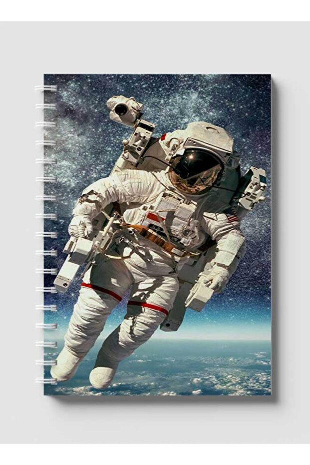 دفتر ملاحظات حلزوني مع غلافين أمامي وخلفي صلبين بتصميم رائد فضاء