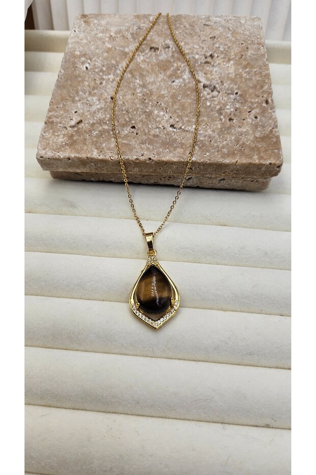 Doğaltaş çelik kolye özel seri - 2