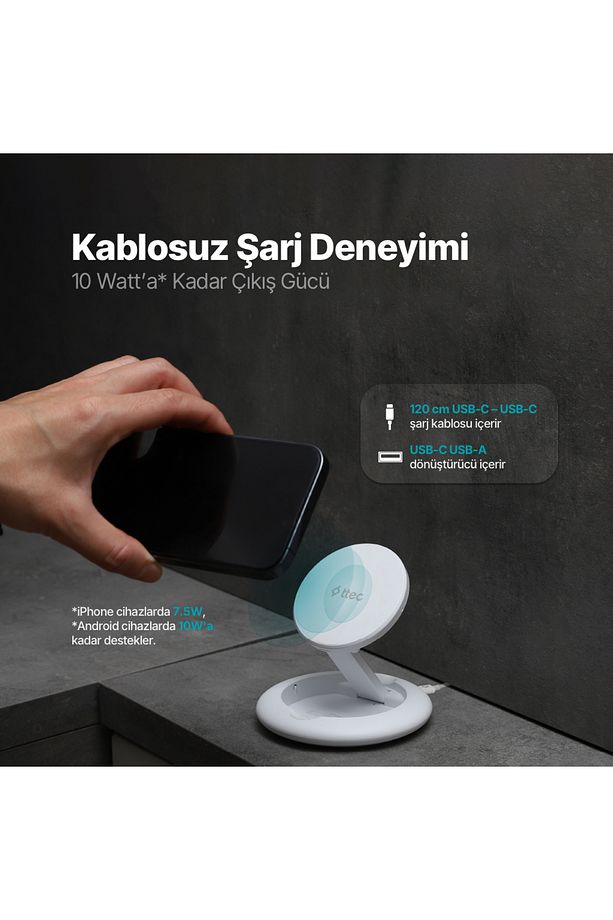 AirCharger Up M MagSafe Uyumlu Kablosuz Şarj Standı iPhone 12/13/14/15/16/MAX UYUMLU - 2
