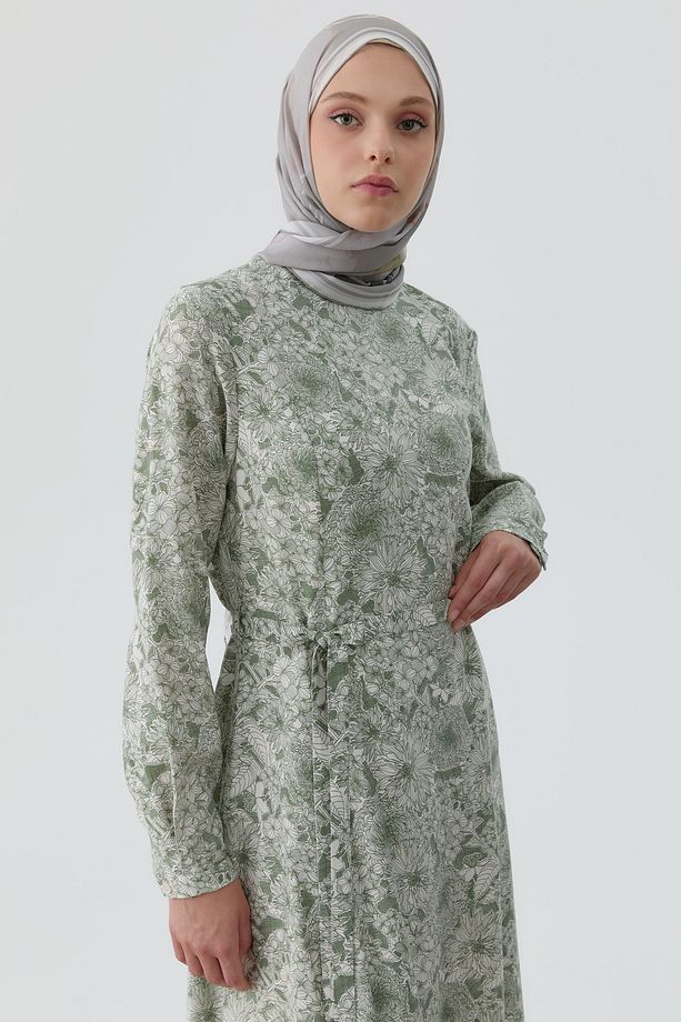 Multi Çiçek Desenli Elbise - Mint - 4
