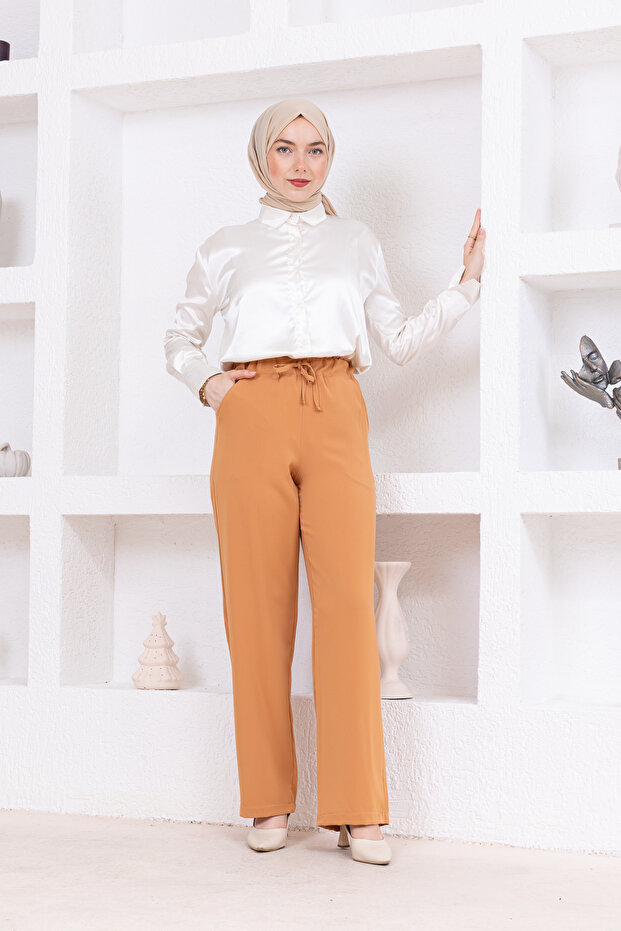 Women's Waist Elastic Pocket Trousers