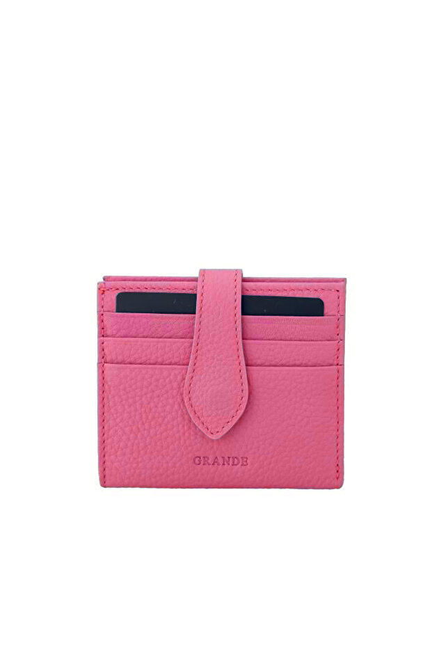 حامل بطاقات من الجلد الطبيعي فوشيا 800 - 1