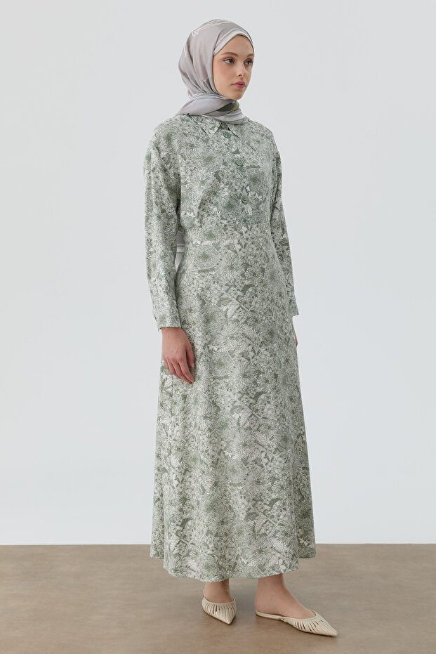 Multi Çiçek Desenli Çan Etek - Mint - 4