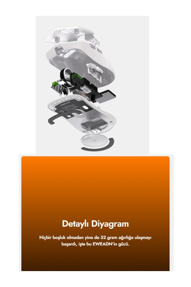 Eweadn X23 Pro Superlıght Paw3311 12000dpı Kablosuz Oyuncu Mouse Grıptape & Skates - 5