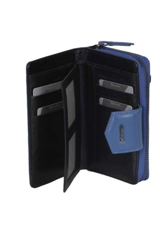 Hakiki Deri Kadın Cüzdan Gök Mavi 2716 - 3