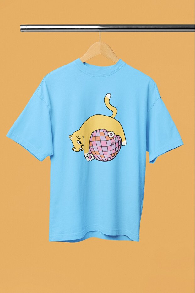 Men/Women Cat8 Transfer Printed Round Neck Short Sleeve T-Shirt