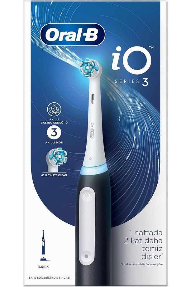 iO - 3 Siyah Şarjlı/Elektrikli Diş Fırçası, 1 Diş Fırçası Başlığı, Tasarımı - 1