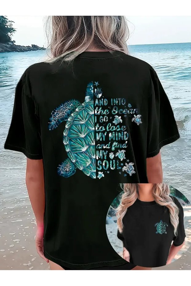 Kaplumba Deniz Summer Season Product Stylish Modern Design Printed Women's Unisex Oversize Crew Neck T-Shirt