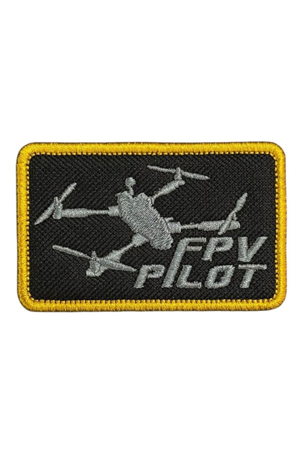 Siyah Zemin FPV Pilot Drone Patch Peç - 8x5 cm - 1