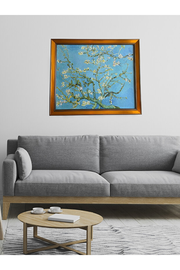 Vang Gogh (BADEM ÇİÇEKLERİ 1890) Çerçeveli Klasik Vintage Duvar Tablo - 2