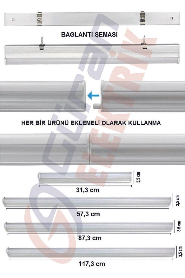 60cm LED Sarı Işık Mutfak Tezgah Altı Aydınlatması ve Raf Işığı - 3