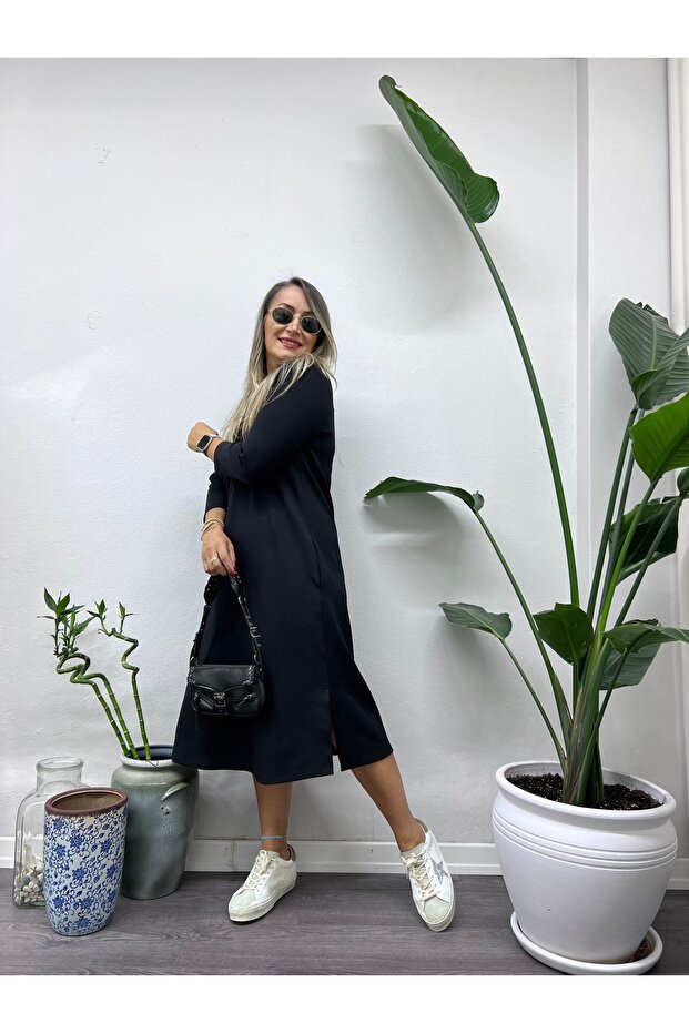 V yaka çelik örme elbise - 2