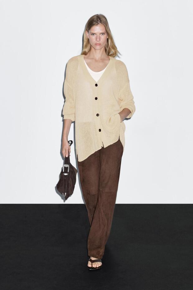 Oversize ince triko hırka - 2