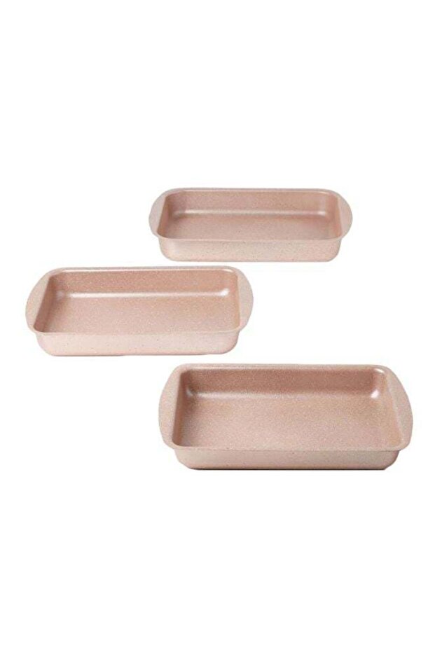 3-Pieces Granite Square Pan Set Beige