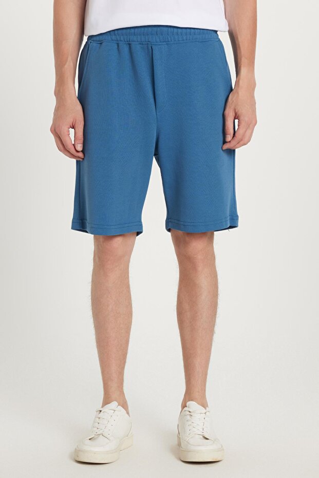 Men's Regular Fit Classic Cut 3-Pocket Indigo Shorts with Elastic Waist