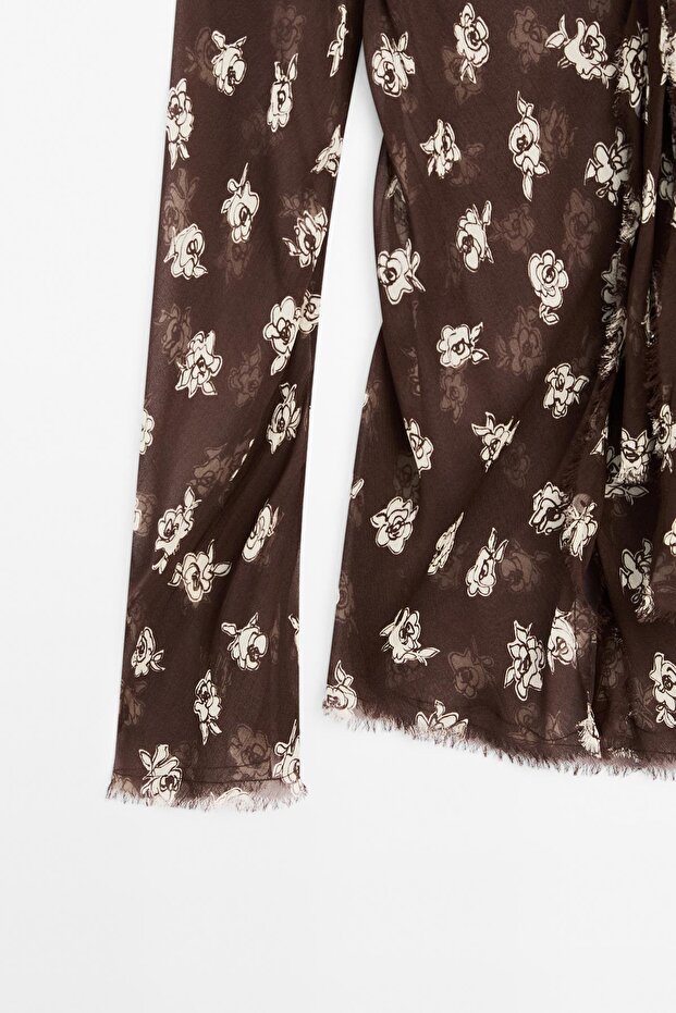 Fular yaka dökümlü gömlek - 7