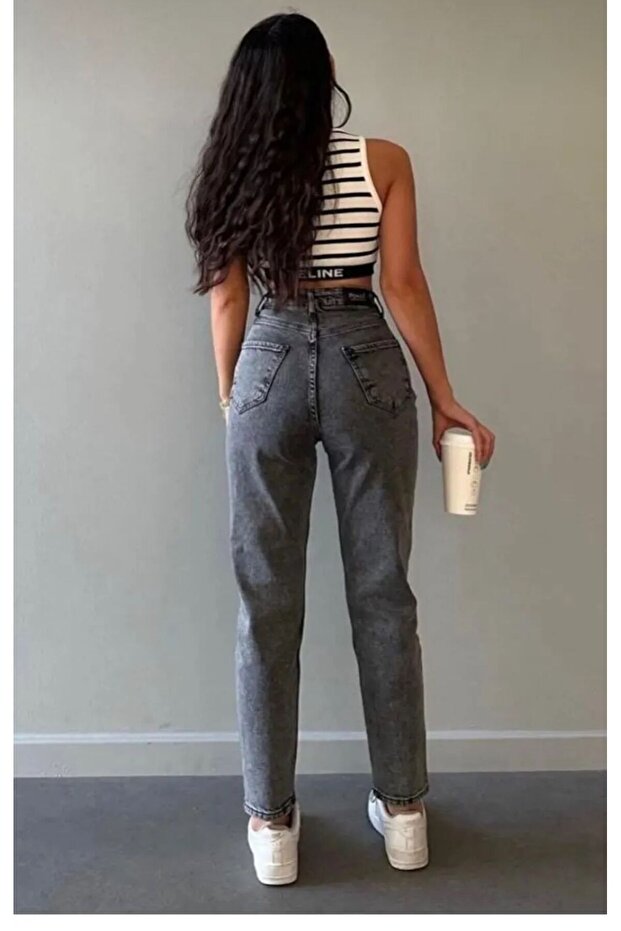 School Trousers Mom Jeans High Waist Lycra /Y.E.N.I S.E.Z.O.N