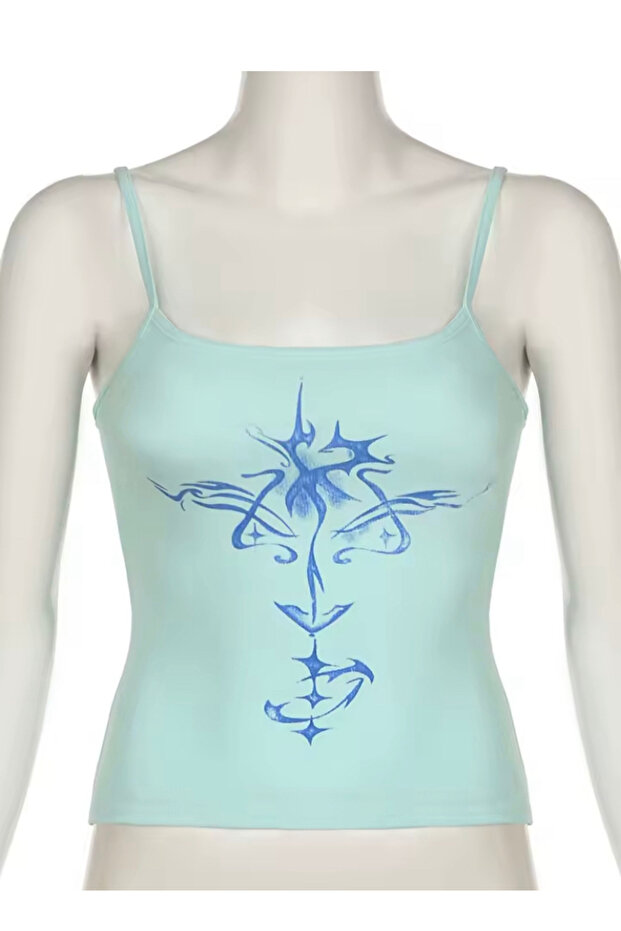 جسم أزرق بحزام رفيع بنمط زهرة - 1