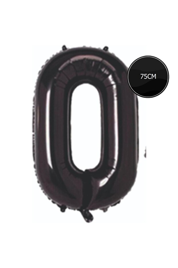 75cm Number 0 Foil Balloon Black