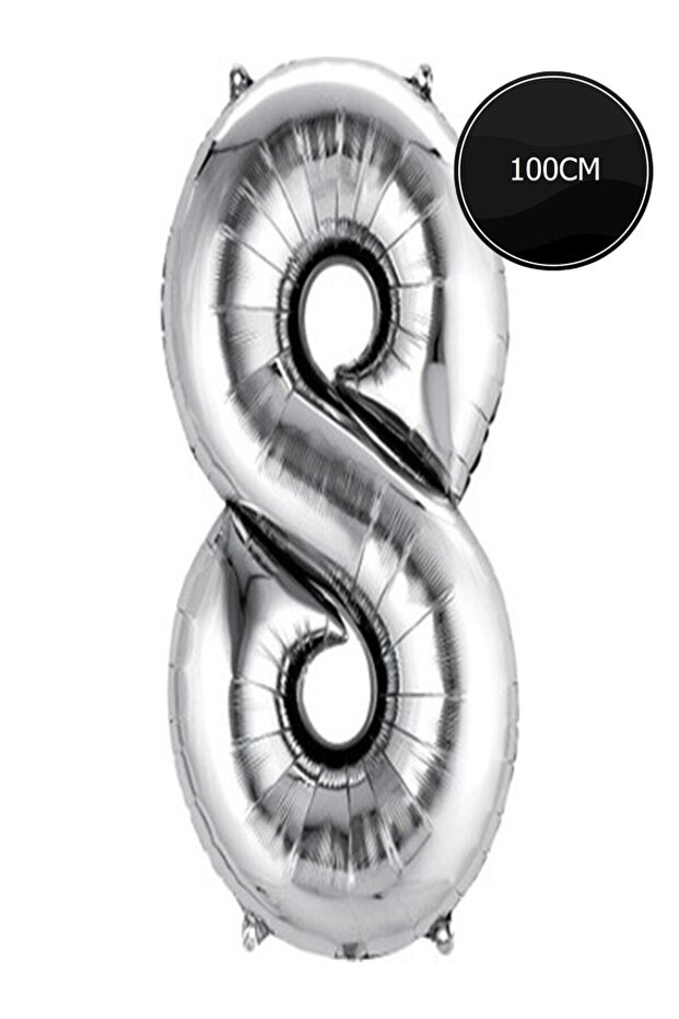 100cm 8 Number Foil Balloon Silver
