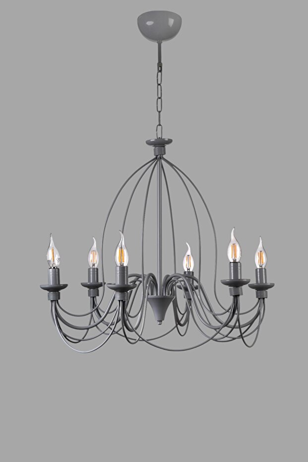 BERFİN 6 LI GRİ RUSTİK AVİZE - 3