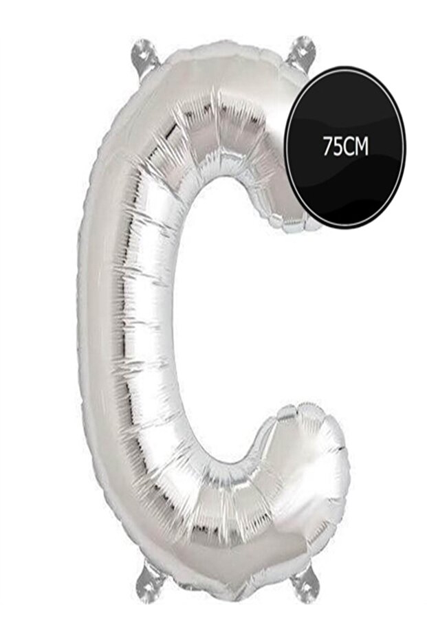 75cm Letter C Foil Balloon Silver
