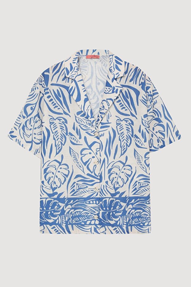 Oversize Short Sleeve Shirt Blue