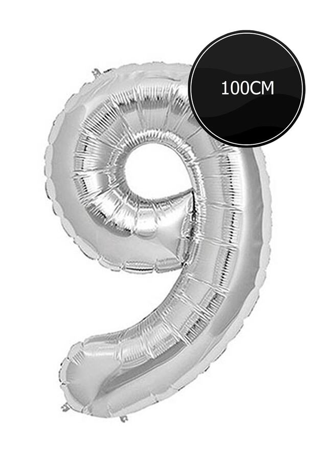 100cm 9 Number Foil Balloon Silver