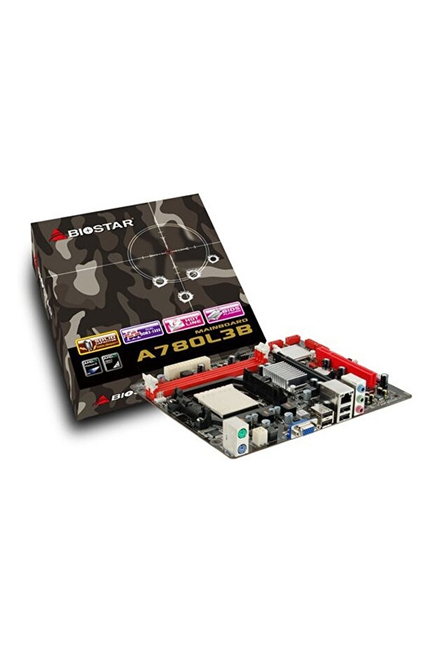 A780L3B DDR3 (1600MHz)OC VGA PCIe 2.0 AM3 mATX Anakart - 1
