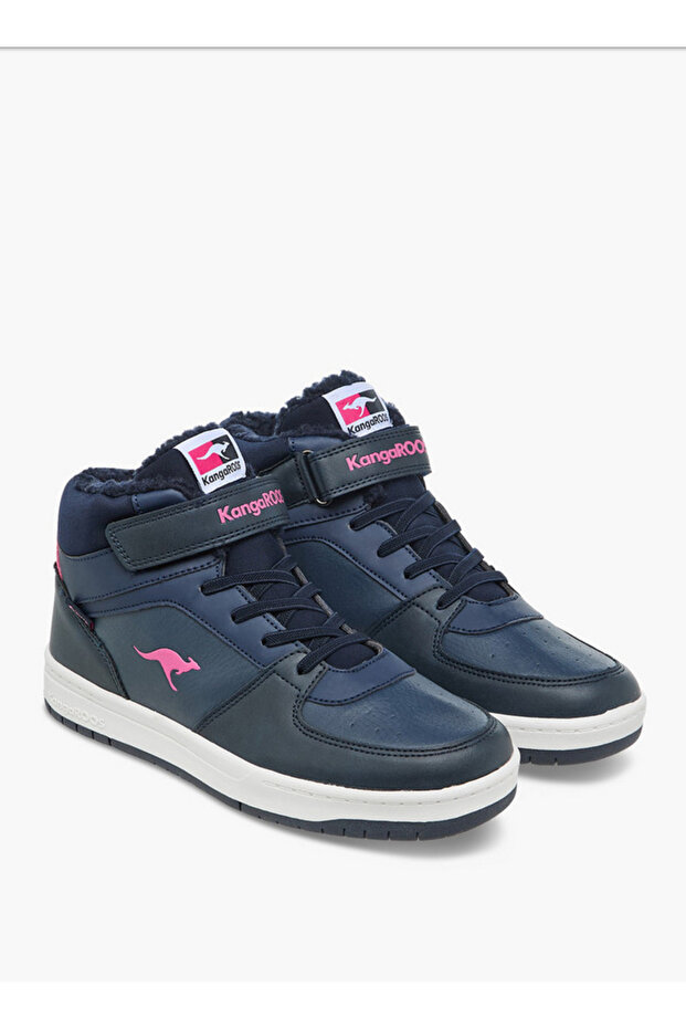Women's Panelled High Top Shoes with Hook and Loop Closure