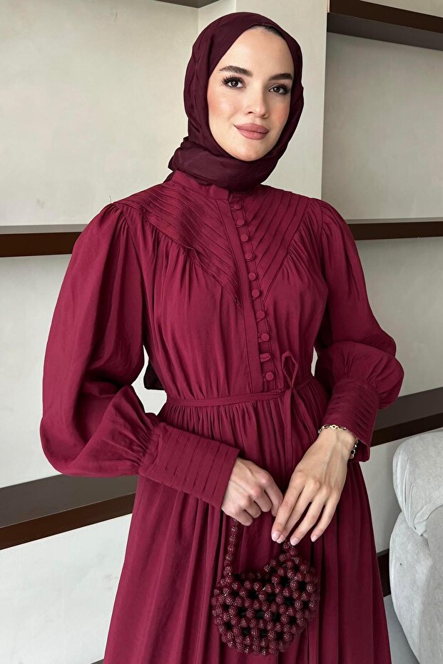 Camellia Dress Burgundy