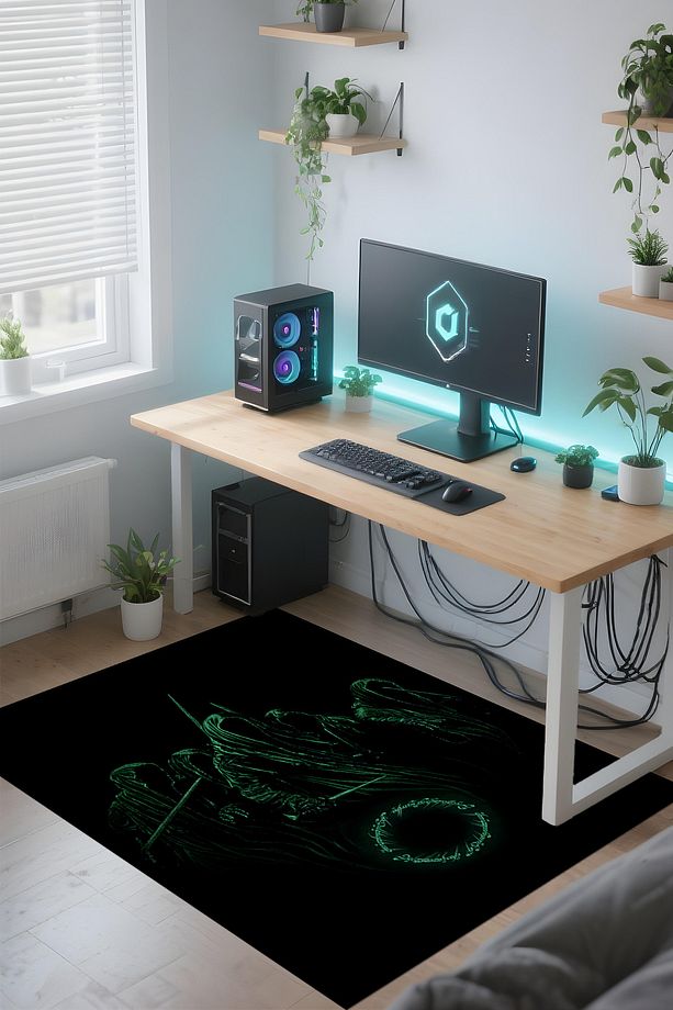 Desenli Anime & Gamer Halısı Kaymaz Taban Makinede Yıkanabilir Genç Odası Halısı - 3