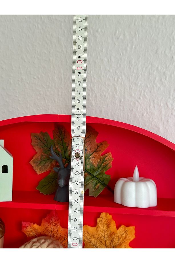 Dekoratif Mantarlı Raf 3D Renkli Baskı | Sonbahar Temalı Duvar ve Masa Üstü Dekoru 35 cm - 4