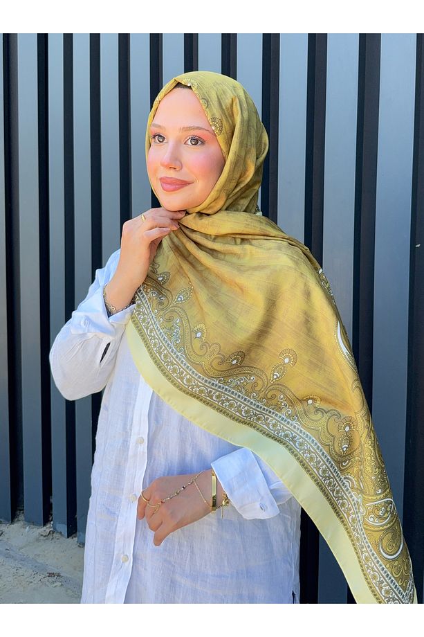 Retro Desen Pamuk Soft Şal Aura Seri - 7