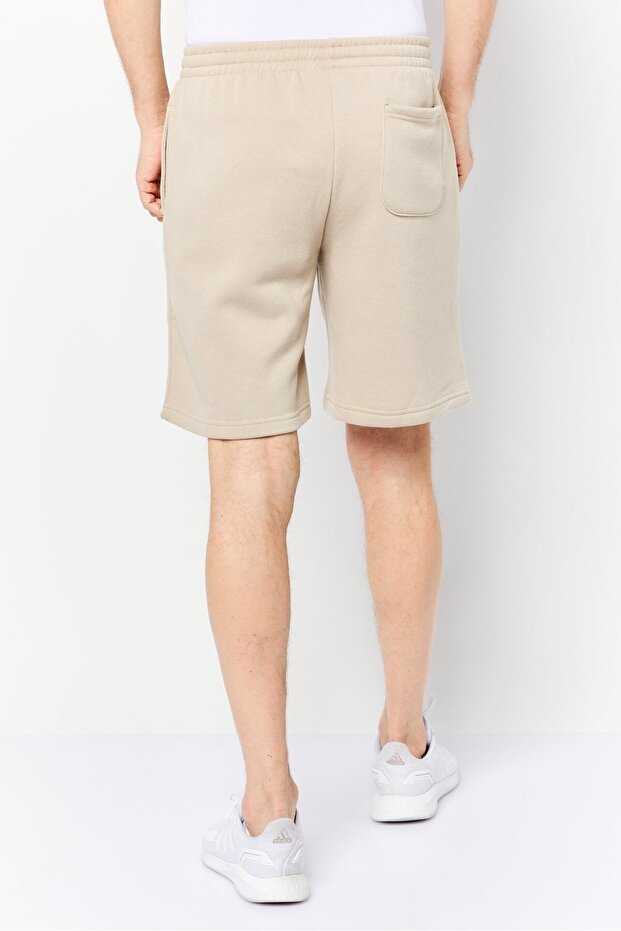 Men Brand Logo Basic Shorts, Tan - 3