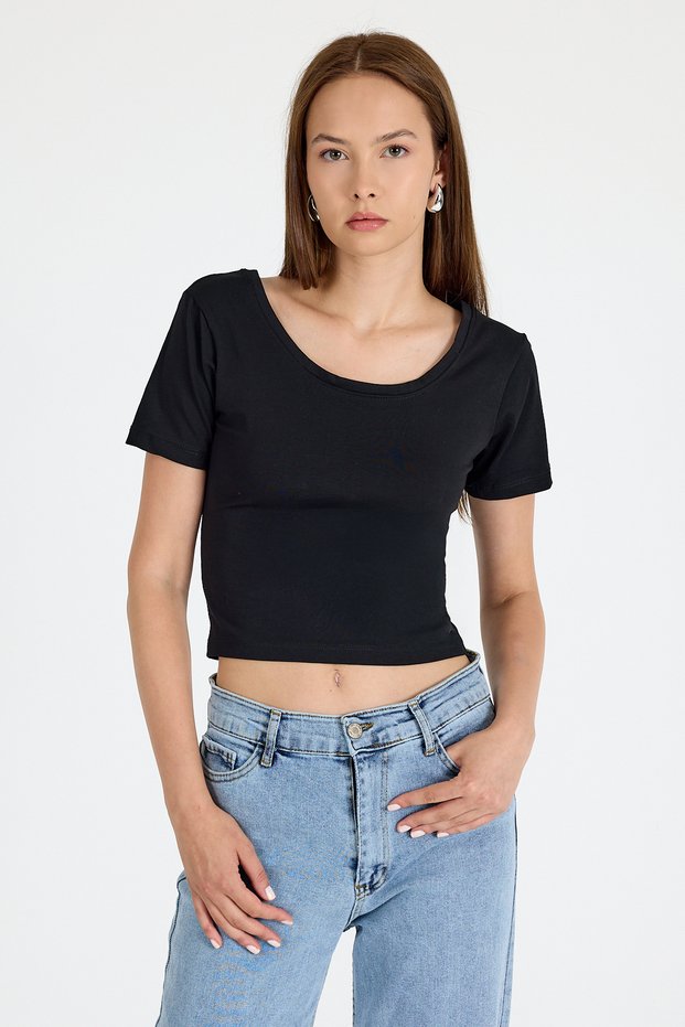 Black Square Neck Knitted Body 9202m