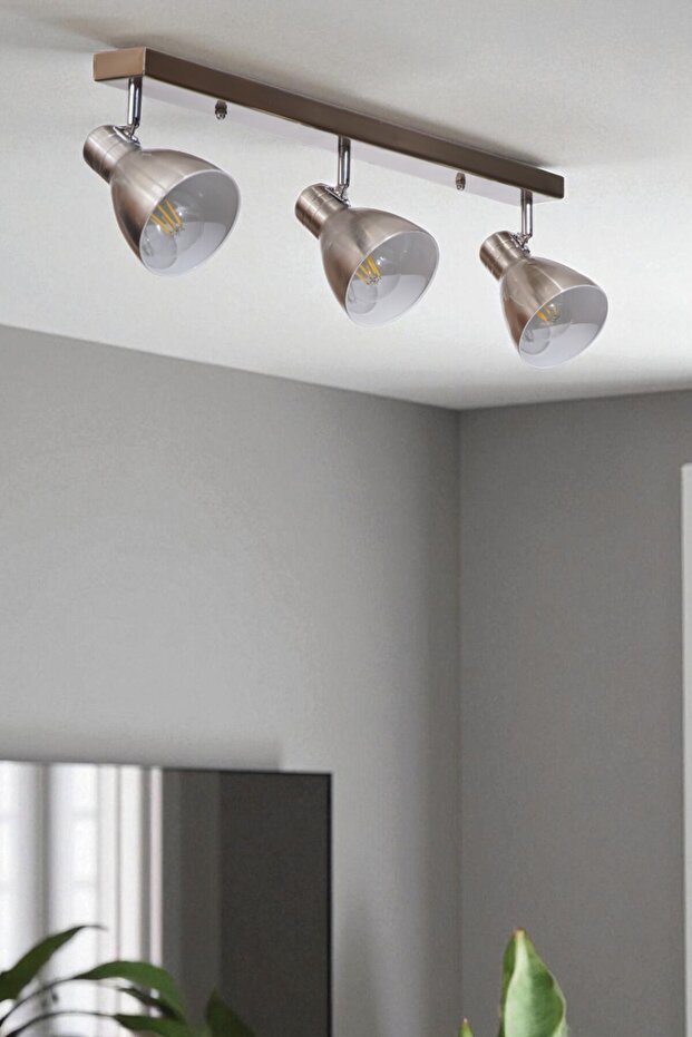 OTİS 3 LÜ SIRALI MAT KROM PLAFONYER AVİZE - 1