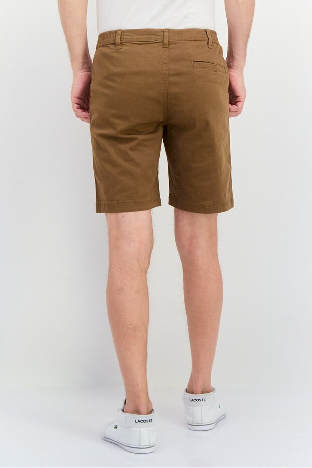 Men Plain Basic Shorts, Brown - 3