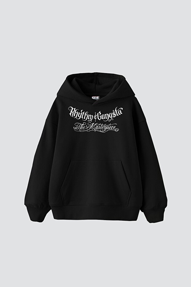 The Masterpiece Graffity Printed Oversize Unisex Black Hoodie