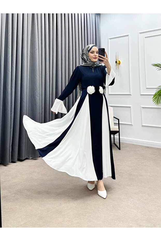 POLYANNA KREP ELBİSE LACİVERT - 1