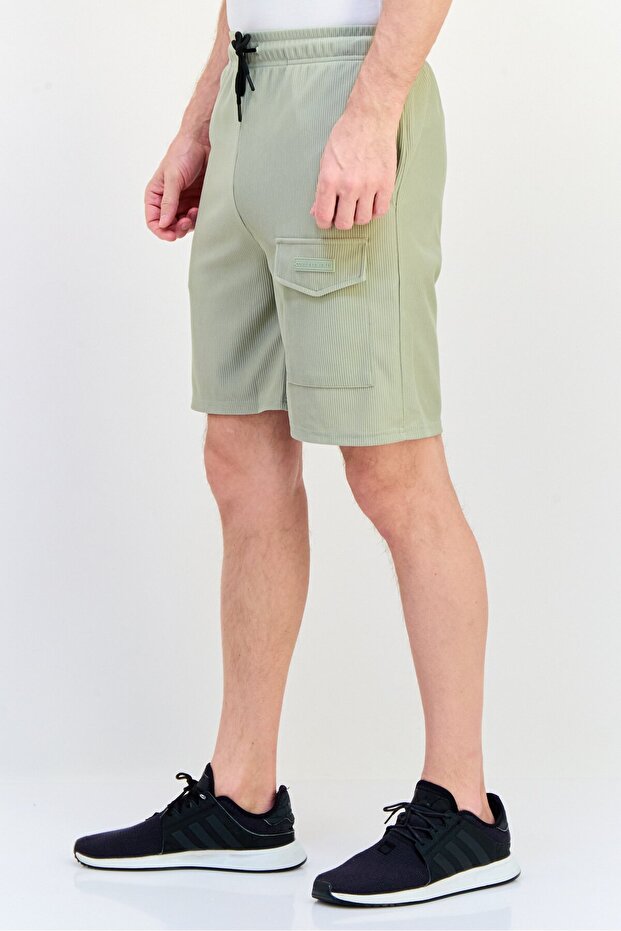 Men Brand Logo Basic Shorts, Moss Grey - 2