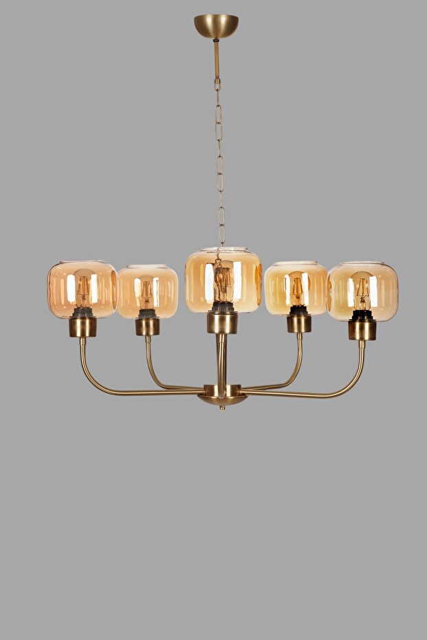 APOLLO 5 Lİ ESKİTME BAL CAMLI AVİZE - 3