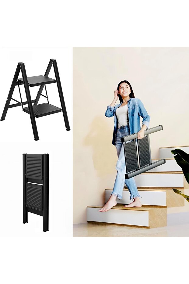 ® 2 Step Ladder Folding Ladder with Anti-Slip Pedal Folding Step Stool Portable Lightweight Fo