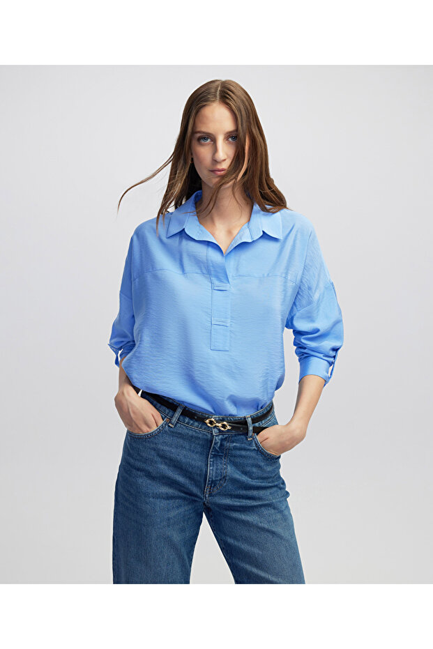 Gömlek yaka bluz - 1