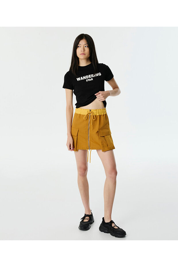 GENİŞ KARGO CEPLİ MİNİ ETEK - 1